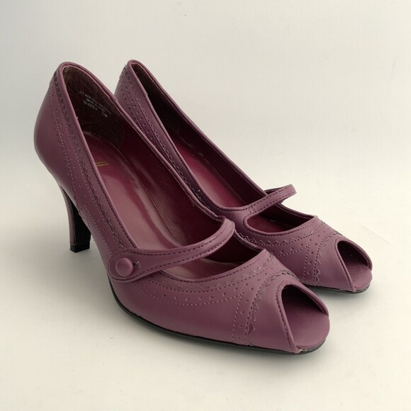 JL Studio Peep Toe Mary Jane Heels Maroon 7.5 - Picture 12 of 12